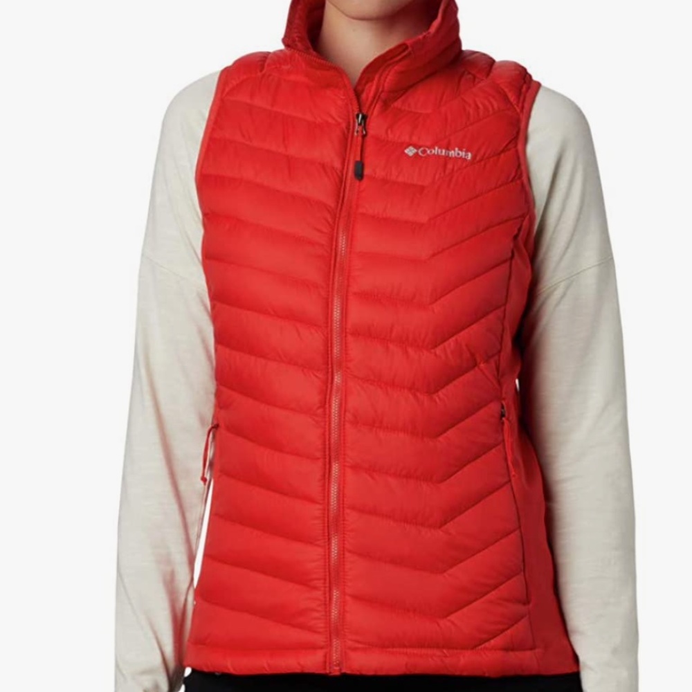 Columbia Women's Powder Pass Puffer Winter Vest Bold Orange Size XS
